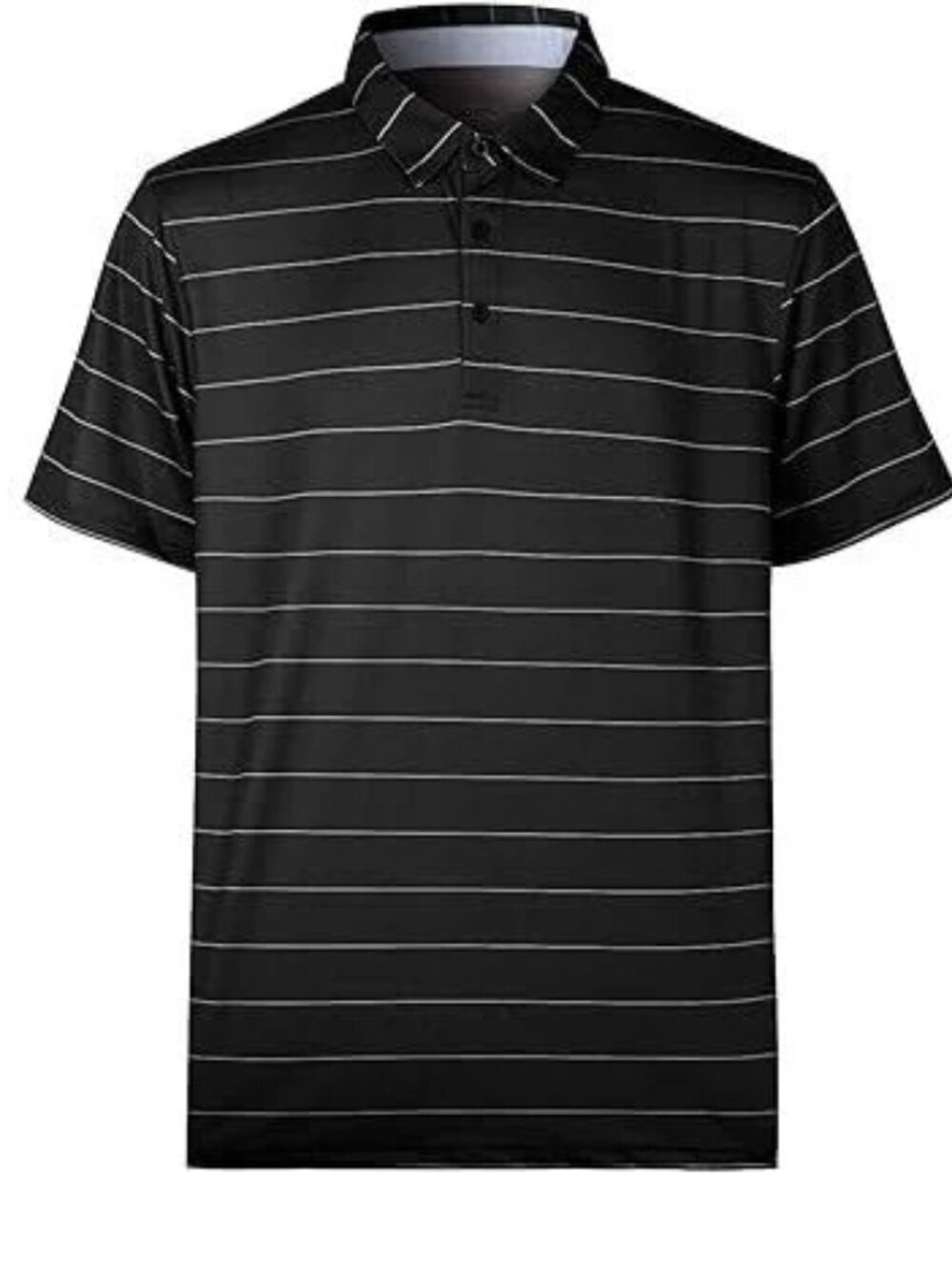 Moheen Men's Black w/White Stripes Cool Dri Golf Polo Casual Shirt Size 3XL